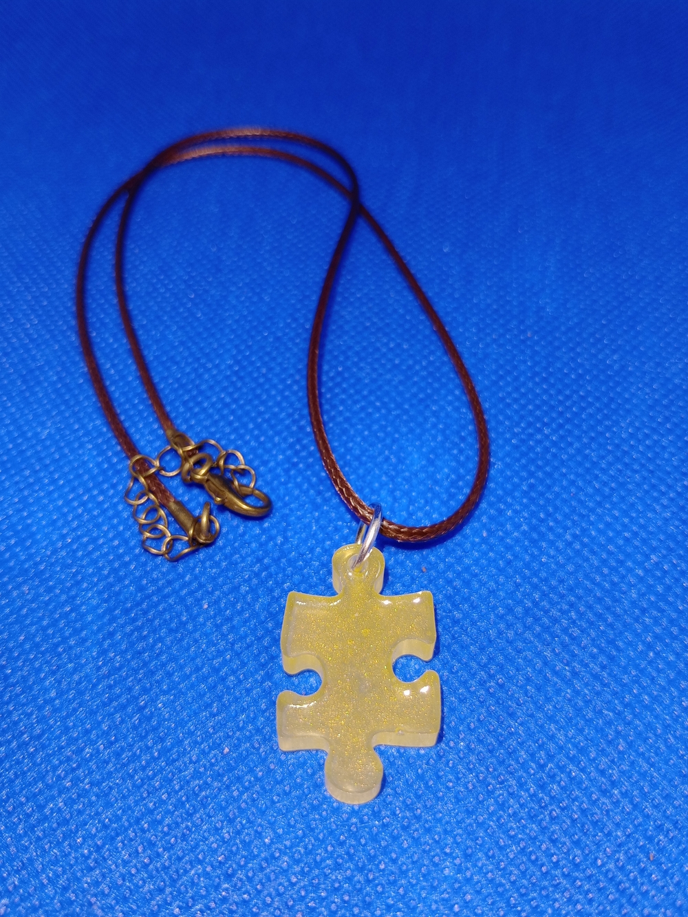 Yellow Puzzle Piece Pendant Necklace